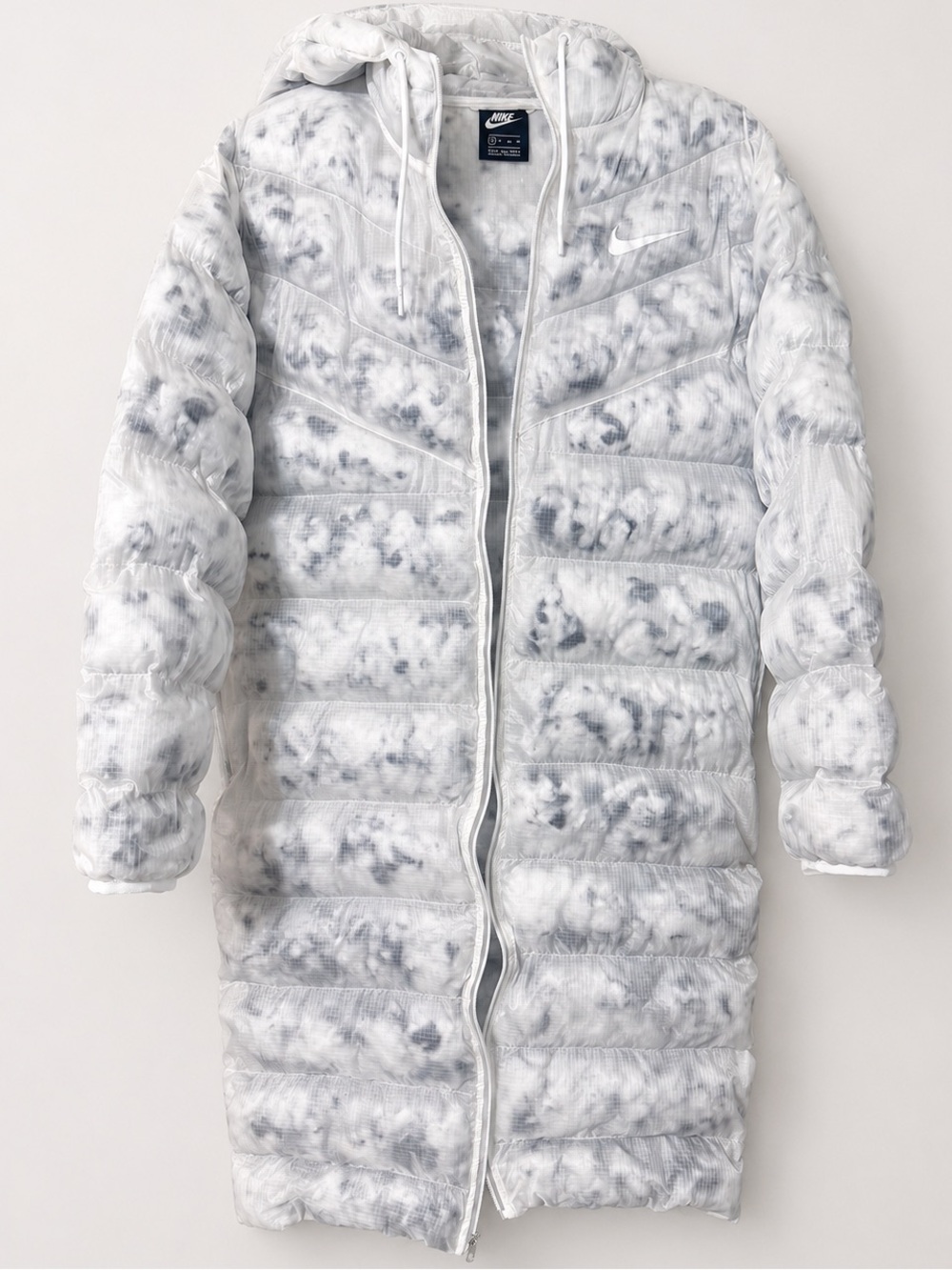 Nike White Ripstop Hooded Jacket with Subtle Marble Detail